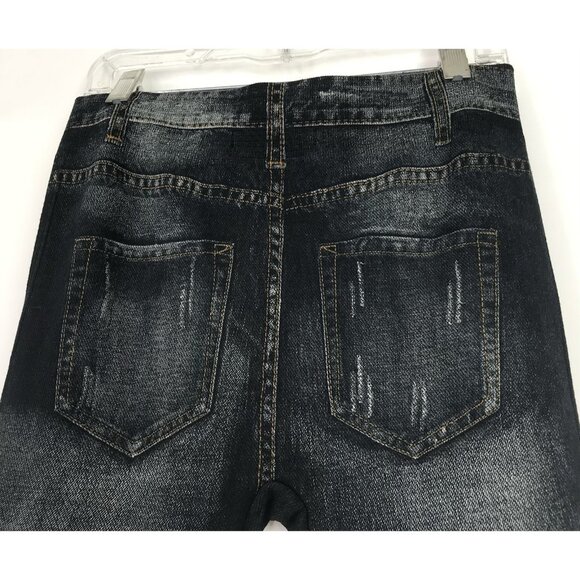 Just One Jeggings Womens Size Large Faux Jeans Rise Floral Stretch Distressed - Picture 7 of 10